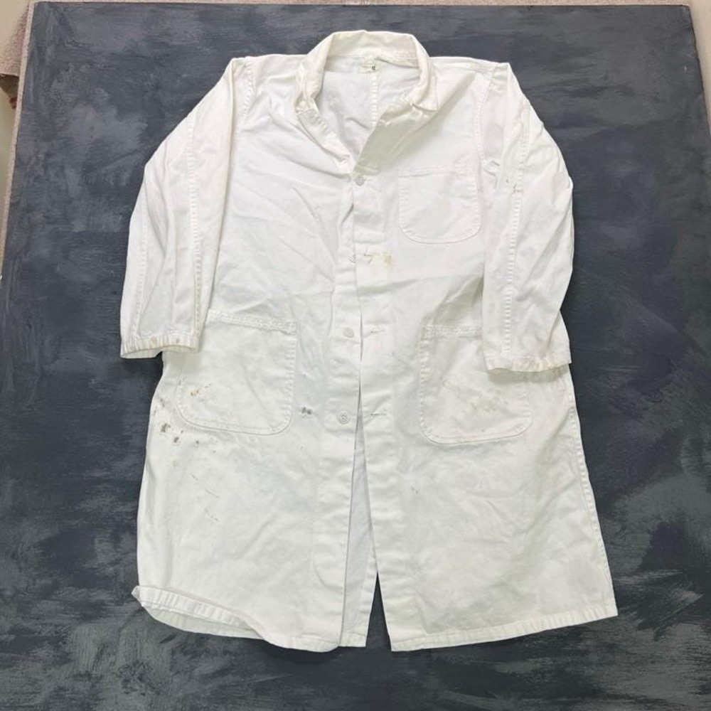 Vintage Shop Coat Mens Large White 1950s Work Wear Cotton USA